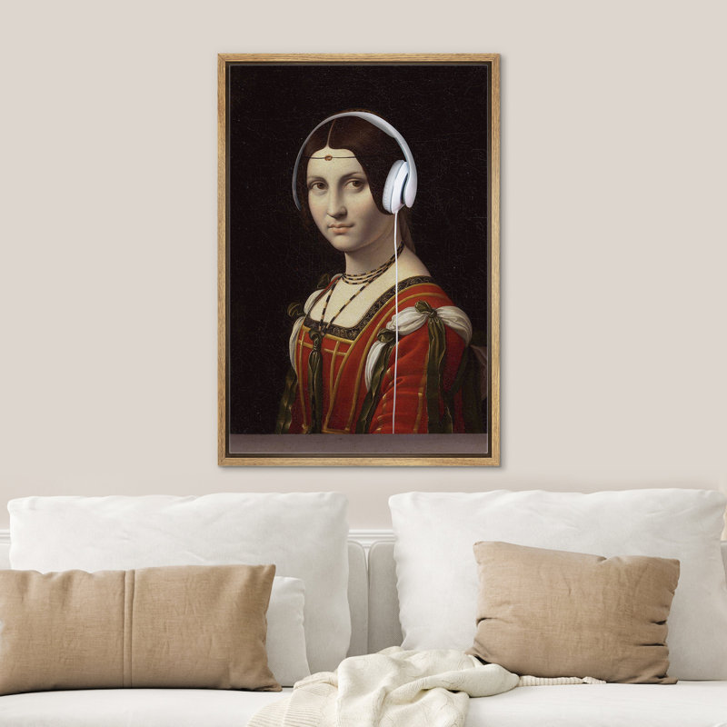 Altered Classical Portraits " Renaissance Music Headphones Classical Female Portrait Victorian Funny Fine Art Work Room Decor "