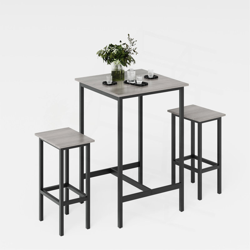 Ensemble de table de bar avec 2 tabourets de bar, gris, l 23,62 po x P 23,62 po x H 35,43 po