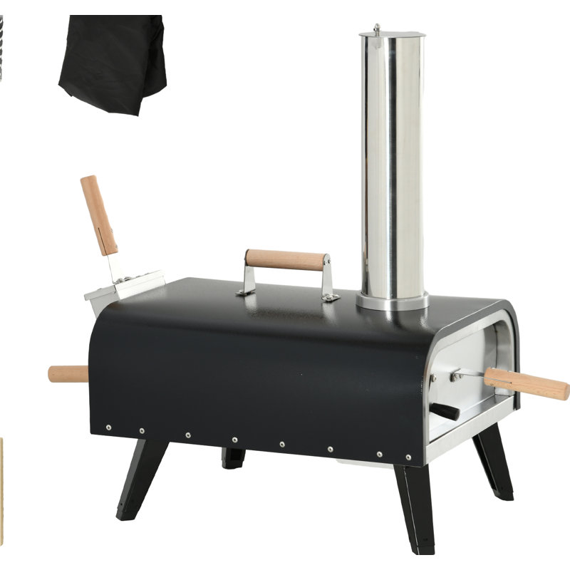 Outsunny Steel Countertop Charcoal Pizza Oven,wood