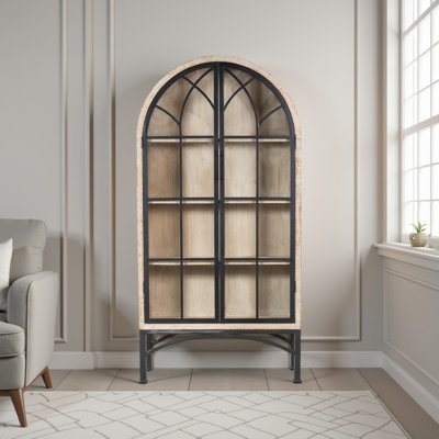 Veria China Cabinet, 2 Glass Door Arch Frame, Wood, 83 Inch