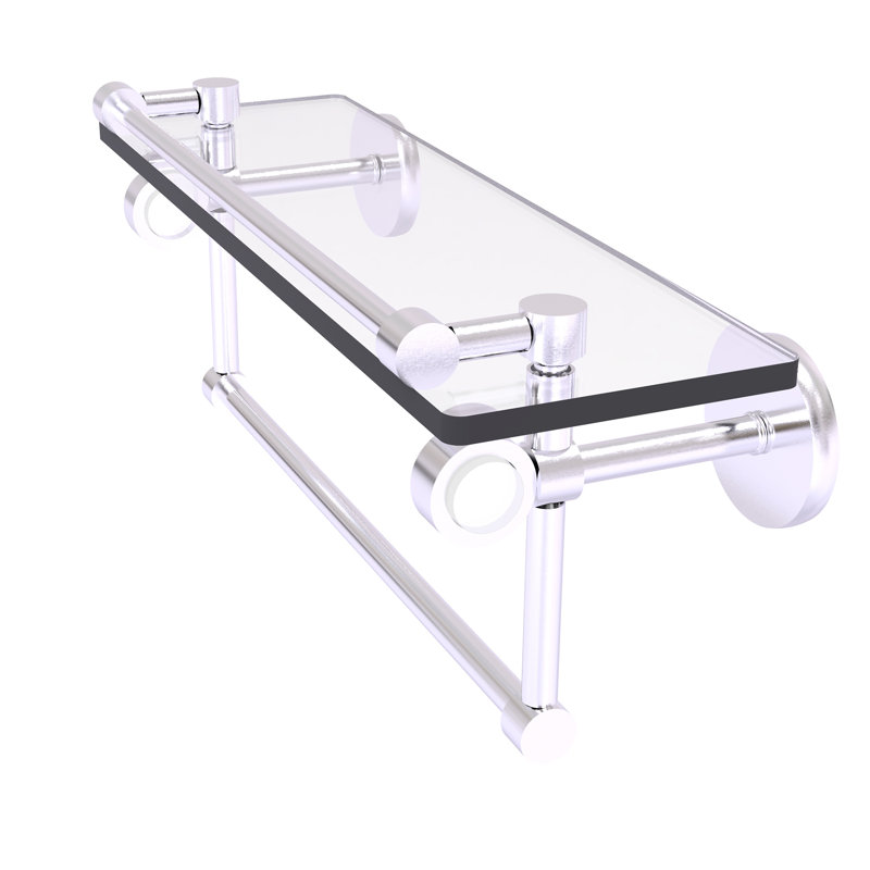 Tablette murale en verre Margolis, H 6,7 po x l 16 po x p 5,8 po, Chrome satiné