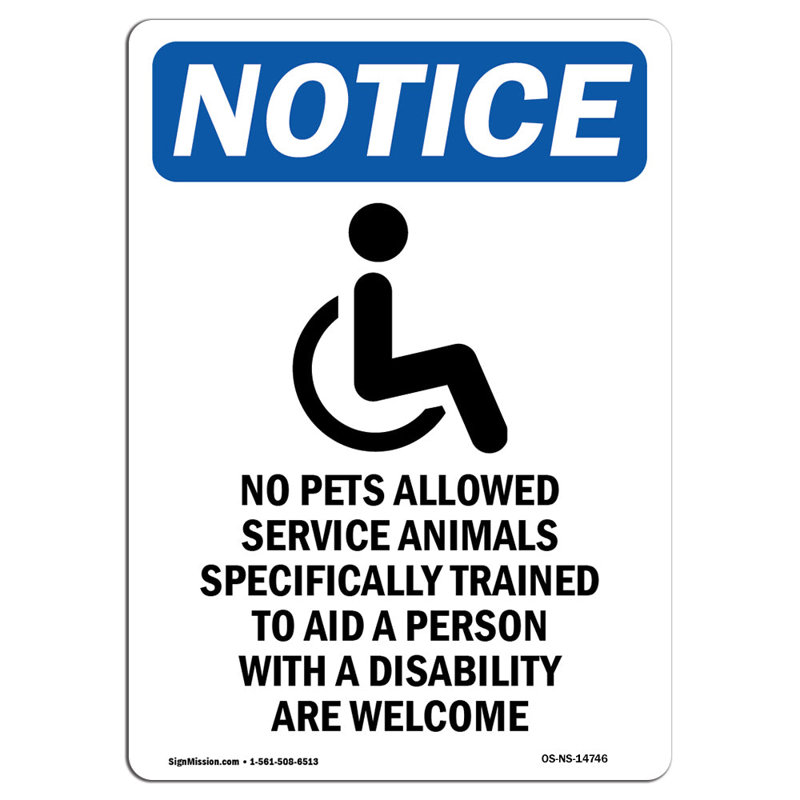 Signe de service «Pas d'animaux autorisés»