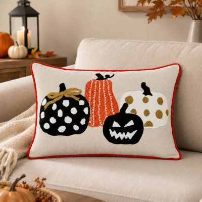 Ensemble de 2 coussins lombaires brodés Halloween