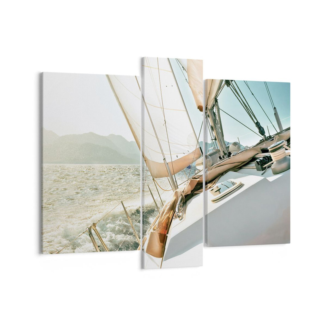 3-tlg. Leinwandbilder-Set Yacht Sailing Sun