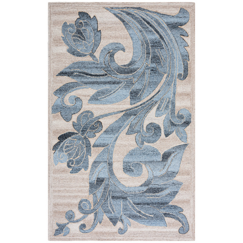 Tapis à motif floral touffeté à la main Brytnee, Rectangle 8 pi x 10 pi