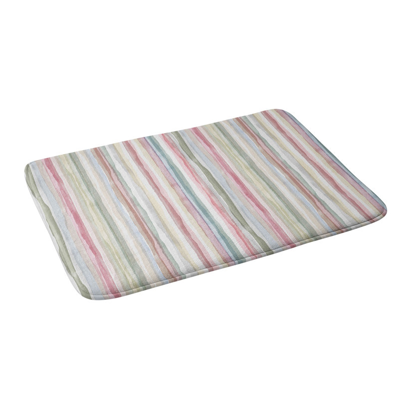 Ninola Design Charming Nostalgia Handmade Summer Stripes Memory Foam Bath Mat, Single - 21" L x 34" W