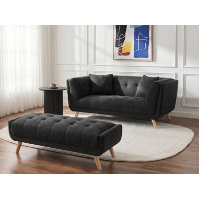 Sofa 2 Seater Temira Fabric Black