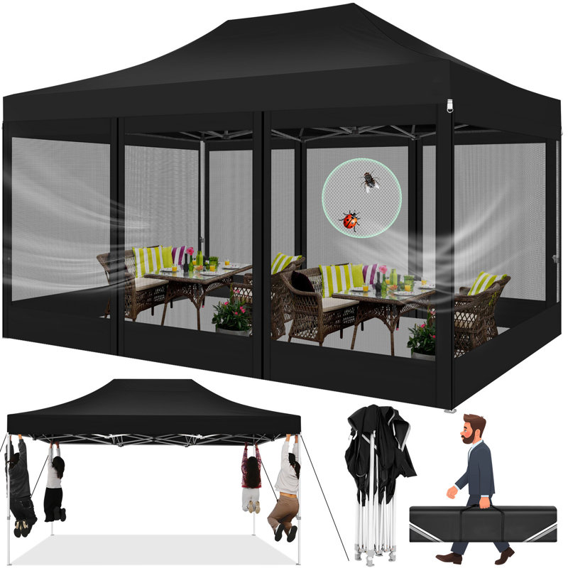 3 x 4.5m Steel Canopy, Black