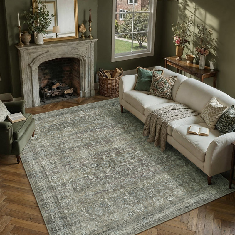 Tapis décoratif rétro Riva, Brun, Rectangle 8'6" x 11'6"