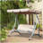 Outsunny 3-Seat Outdoor Porch Swing Chair, Patio Swing Glider with Adjustable Canopy, Breathable Seat, and Steel Frame for Garden, Poolside, Backyard, Beige