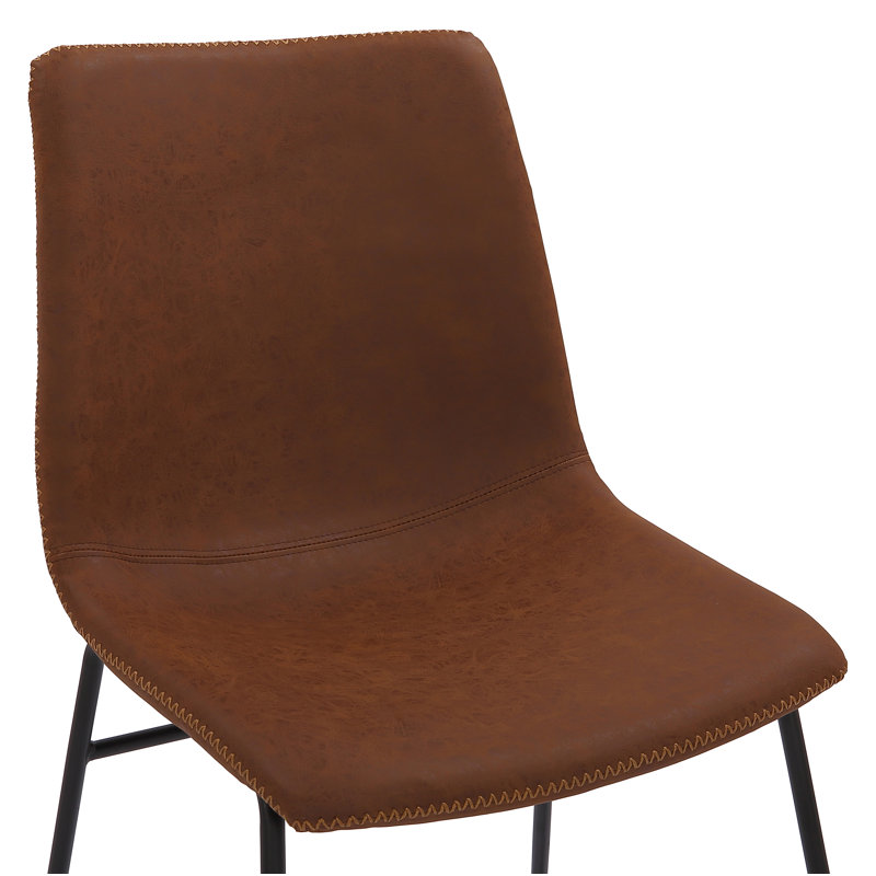 Faaliliu 46cm H Upholstered Metal Full Back Side Chair, Brown