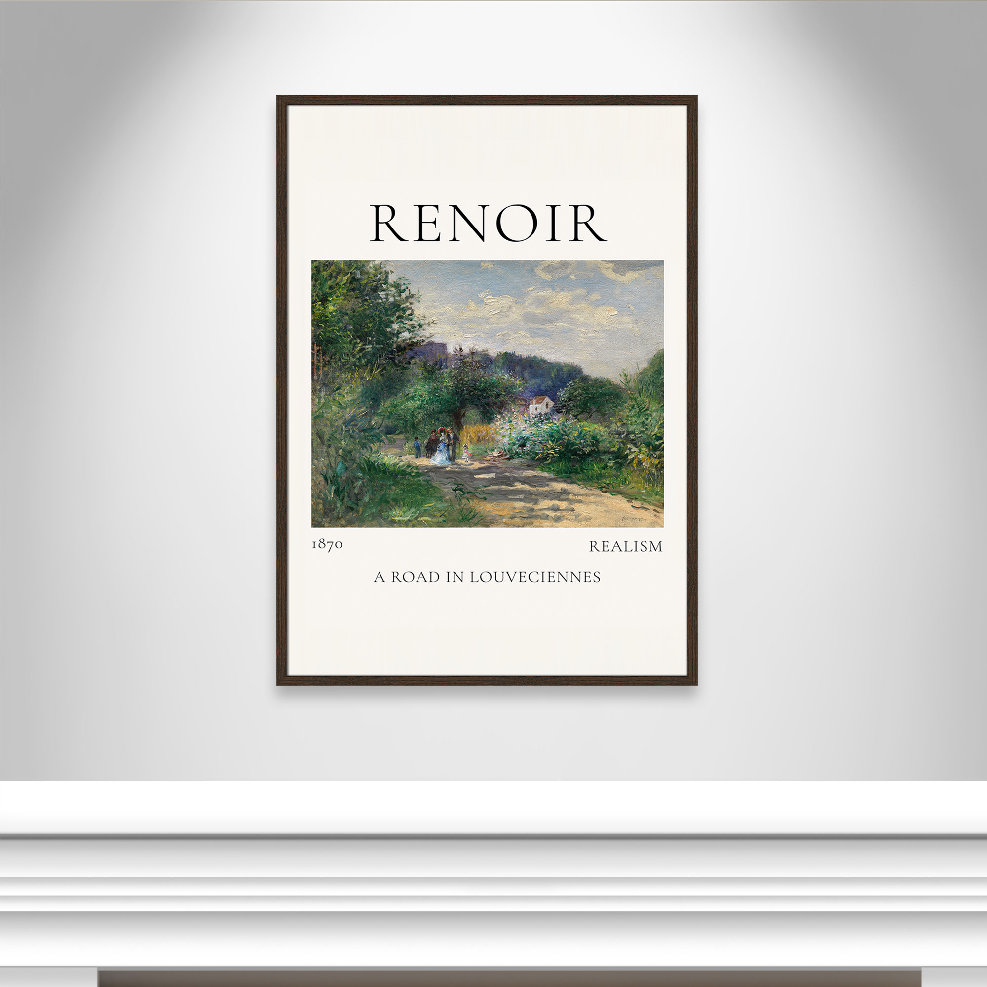 Old Masters Collection " A Road In Louveciennes " by Auguste Renoir, Walnut Single Picture Frame, 41.5" H x 29.5" W x 0.75" D