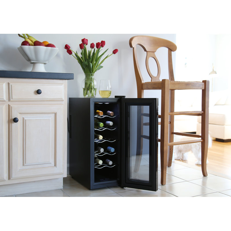 Ivation Single Zone 9.9'' Freestanding 12 Bottle Wine Refrigerator
