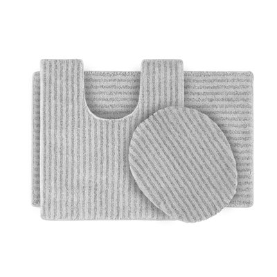 Viridian Nylon 3 Piece Bath Rug Set with Non-Slip Backing