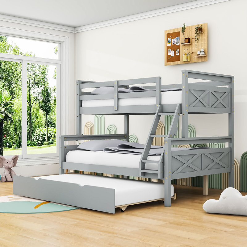 Aspen Loft Bed With Cabinet And Shelf - Solid Pine Wood And Safety Features, Twin, Gray