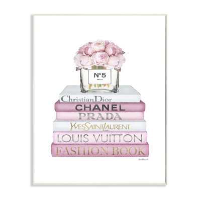 Fashion Designer Flower Bookstack Pink White Watercolor - Print