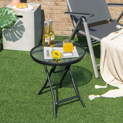 Round Metal Folding Outdoor Bistro Table , 46cm cm W 46cm cm D
