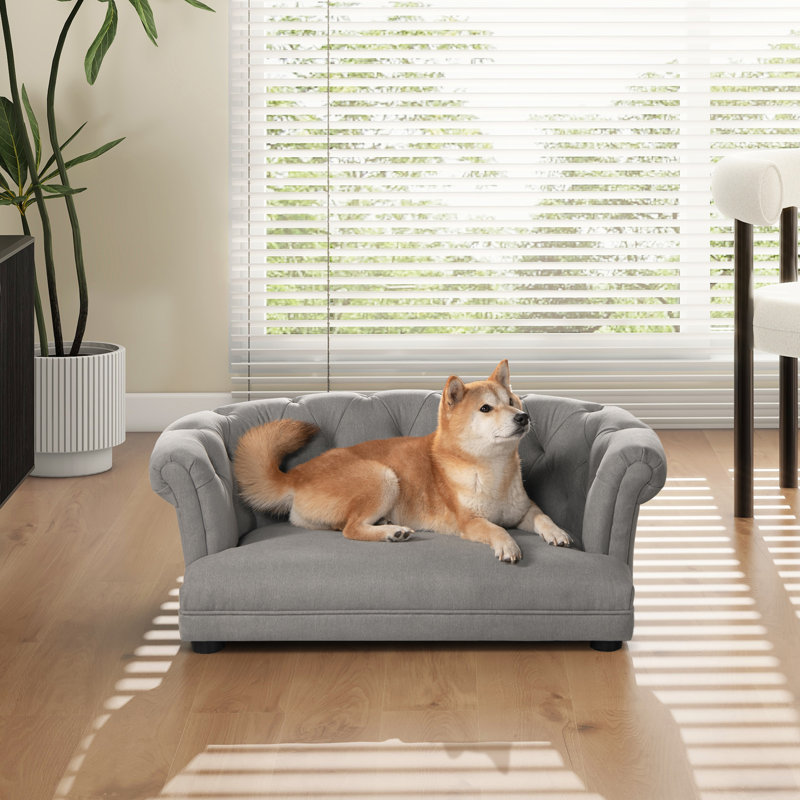 Canapé Chesterfield pour animal 36,5 po Dujo, Gris clair