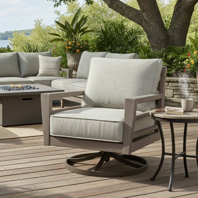 Chaise longue pivotante Sarahgrace, Brun, Gris