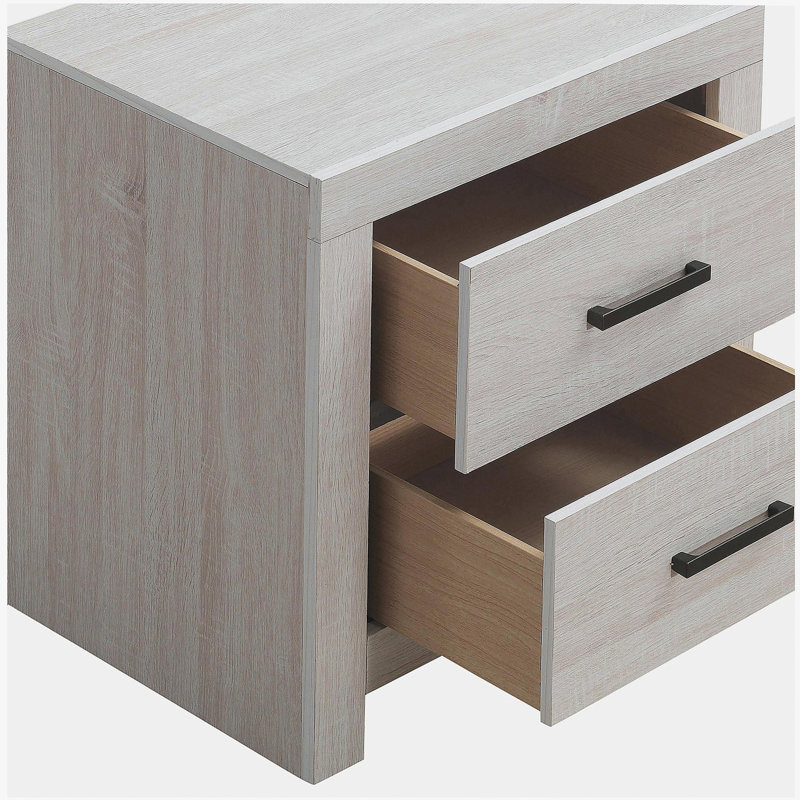 Table de chevet 2 tiroirs Brantford, Blanc