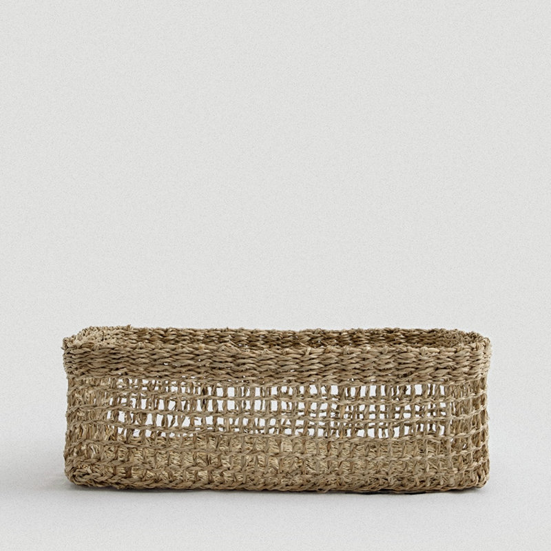 Panier rectangulaire en ruppie maritime Siwa - grand, 16.1, H 5 po x l 11,8 po x P 15,75 po