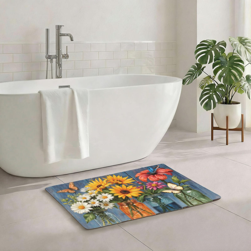 Multicolore tapis de bain pour salle de bain 20 po x 32 po Sunflower