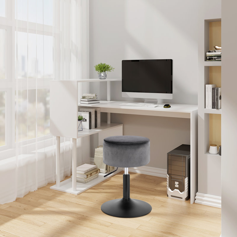 Dressing Table Stool, Swivel Vanity Stool, Velvet, Dark Grey