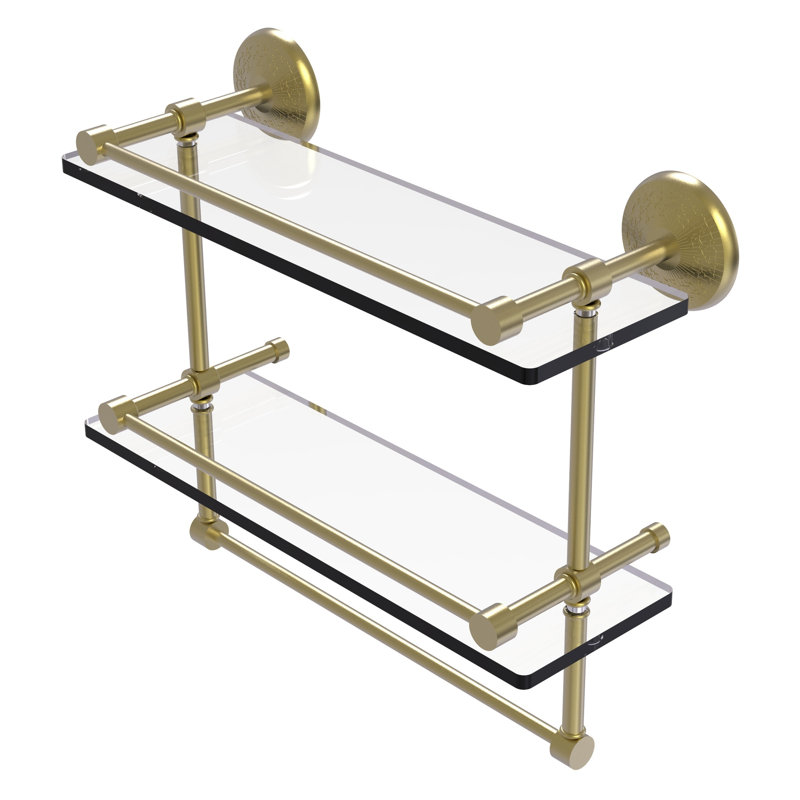Étagère 2 pièces avec barre à serviettes Tilney, Laiton satiné, 16"H x 16"W x 14"D