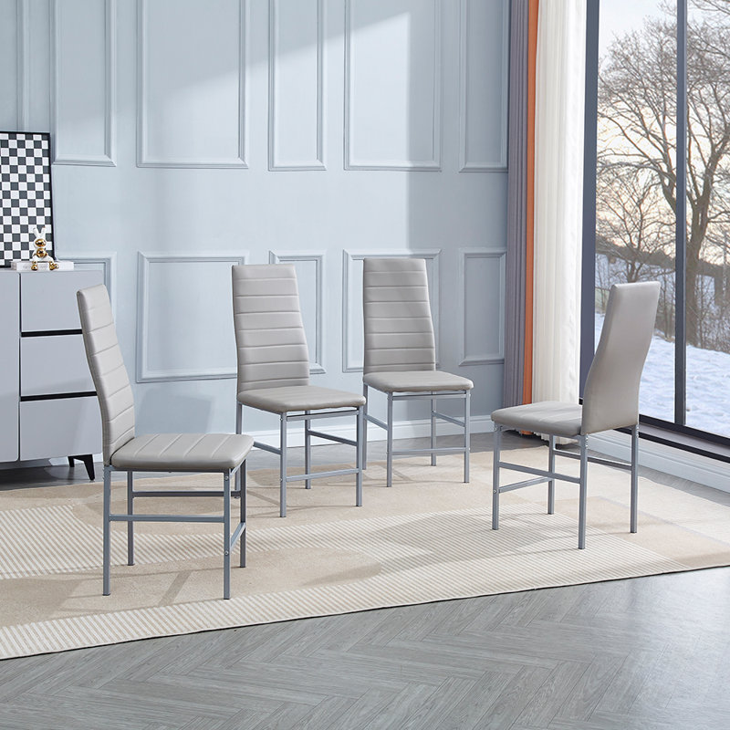 Aireona 45cm H Upholstered Metal Parsons Chair, Grey, Grey