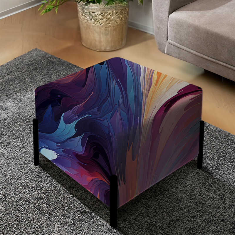 Ikat coloré coloré Fusion - repose-pieds carré abstrait