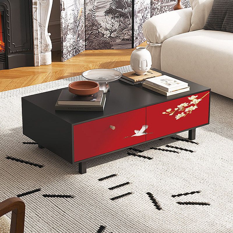 Table basse avec rangement peint français rétro, Noir, noir, noir, noir