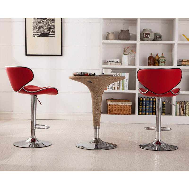 Leopoldo Swivel Upholstered Adjustable with Metal Frame, Red