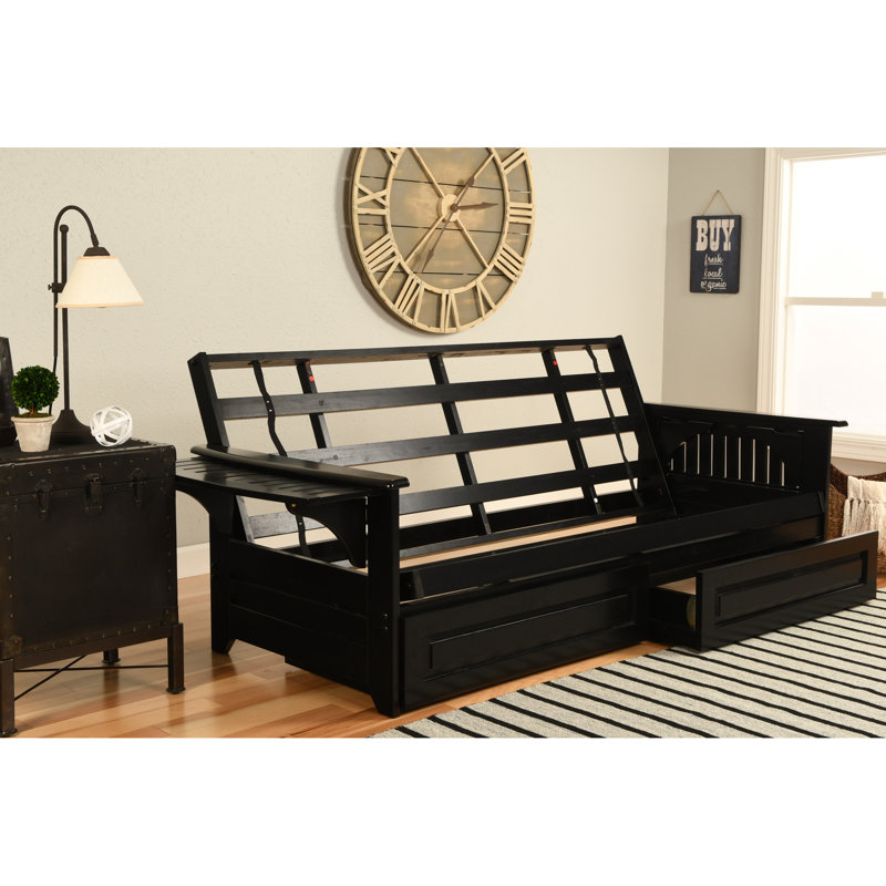 Ensemble de futon double avec matelas et tiroir Stratford, Ressorts hélicoïdaux, Espresso, Brun selle