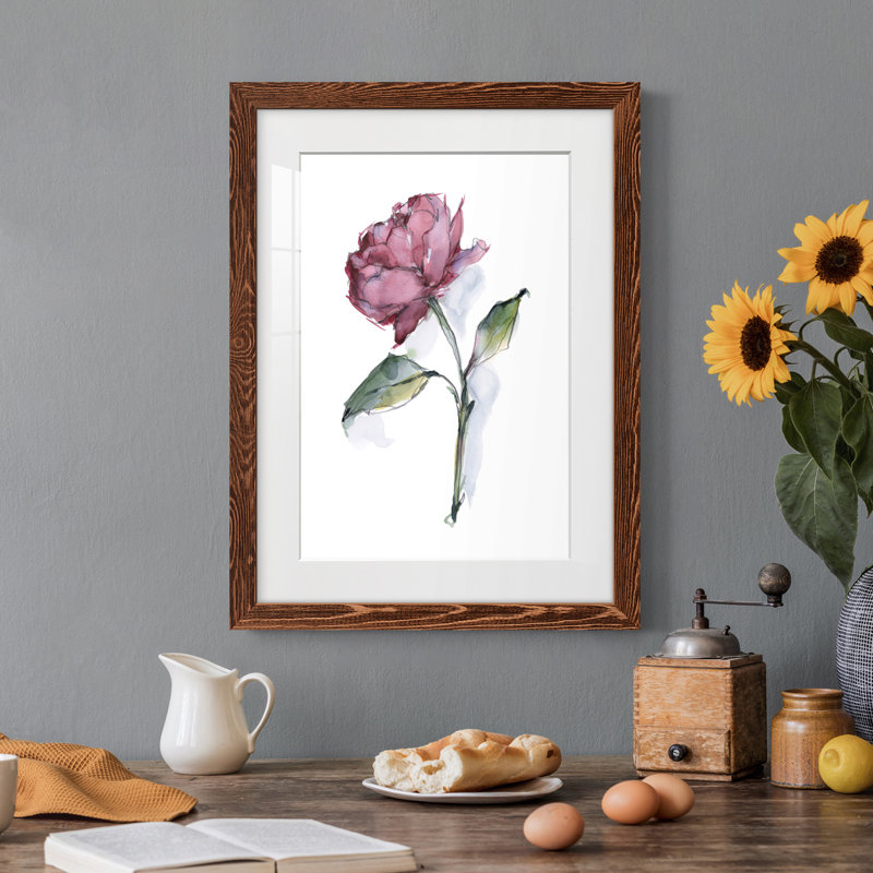 Watercolor Floral Contour III Premium encadré mat - prêt à être accroché, H 32 po x l 23 po x P 1 po, Érable
