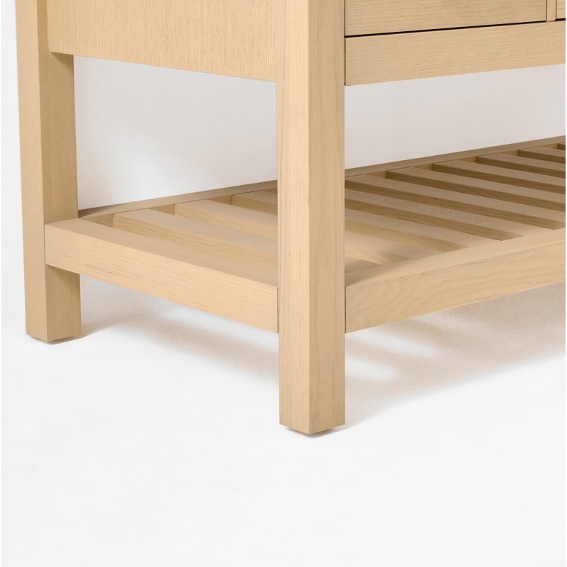 Elizabeth 60'' W Double Vanity, Oak/Rose Gold, Pure White Quartz
