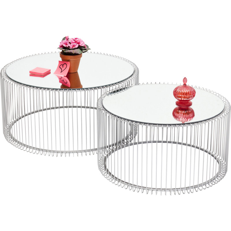 2-piece coffee table set Wire, Nickel