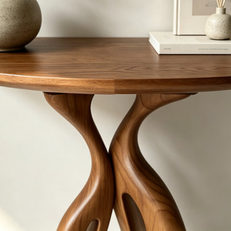 Console artistique en bois de frêne massif, 34.65" H x 31.5" W x 11.81" D, Brun