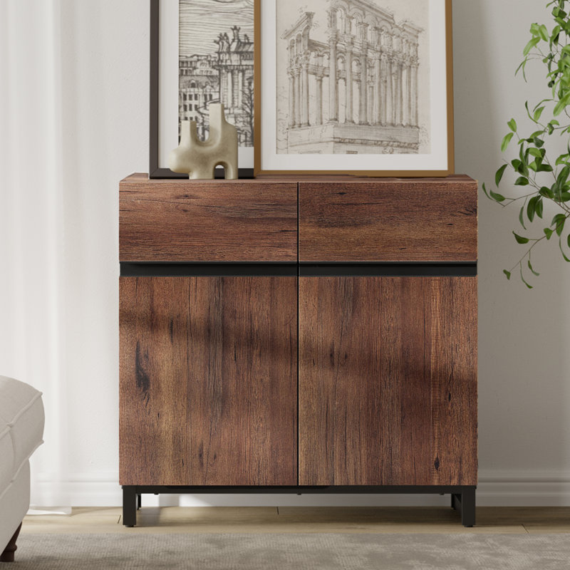 Aadam TV Stand for TVs up to 32", Dark Brown Wood