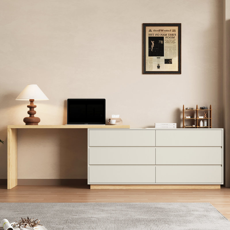 Modern Style L-shaped Bedroom Vanity With 6 Drawers