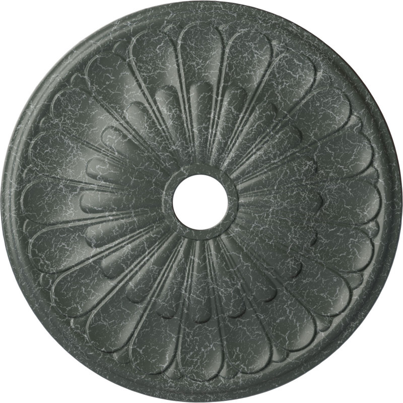 Endurathane Elsinore Ceiling Medallion, 26 3/4"OD x 3 5/8"ID x 1 3/8"P (Fits Canopies up to 3 5/8"), Hand-Painted Athenian Green Crackle Finish