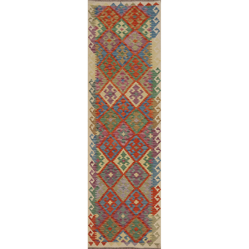 Tapis de marche réversible en laine Kilim 3 x 10