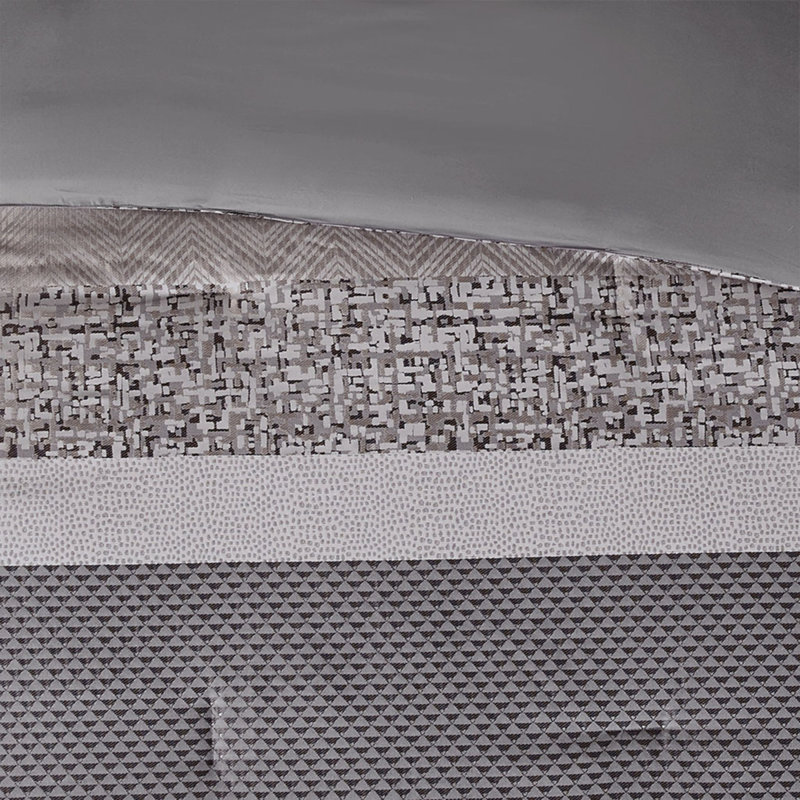 Ensemble d'édredon en jacquard luxueux pour très grand lit 7 pièces gris / taupe