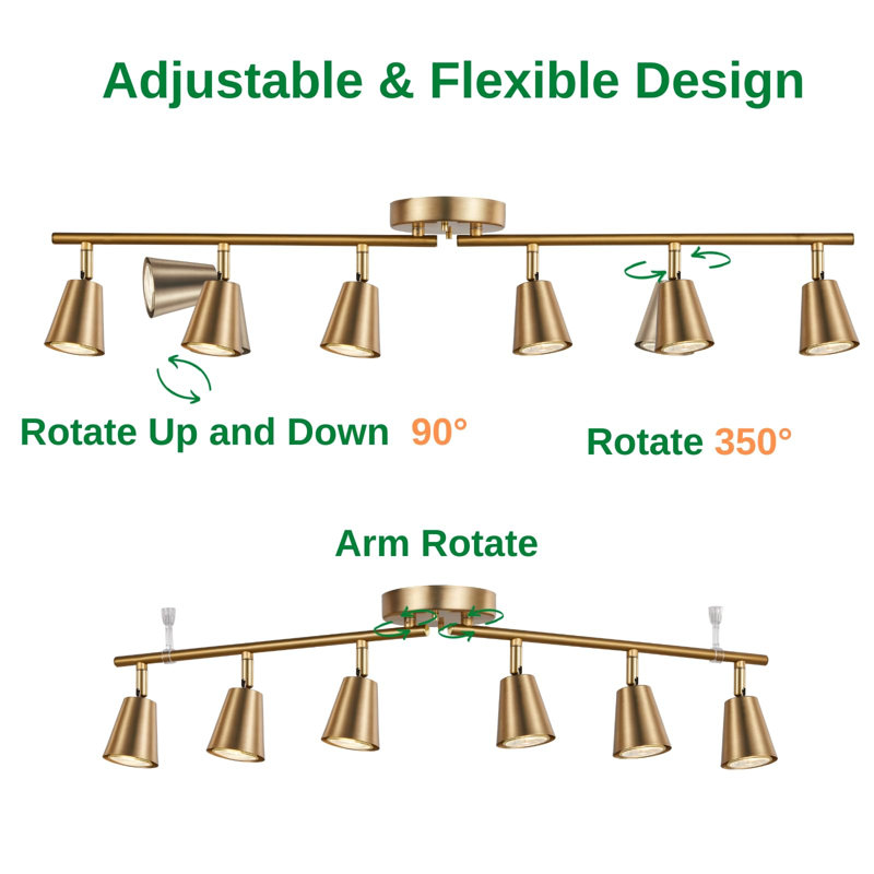 6-Light Adjustable Track Lighting Kit, Foldable Arms