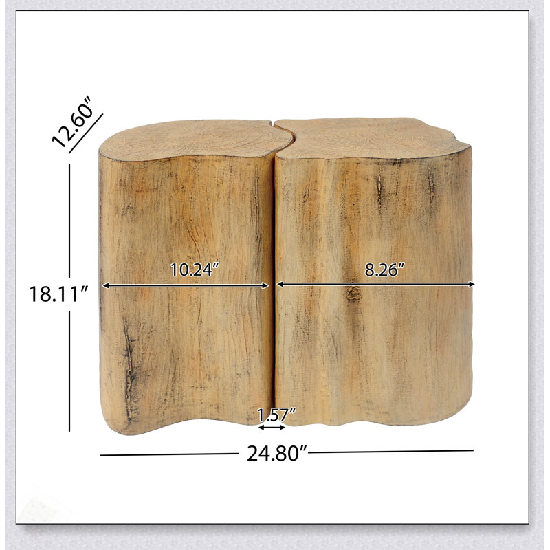Table de bout irrégulière 2-en-1 MGO - Design divisé - intérieur / extérieur, peu encombrant, Naturel