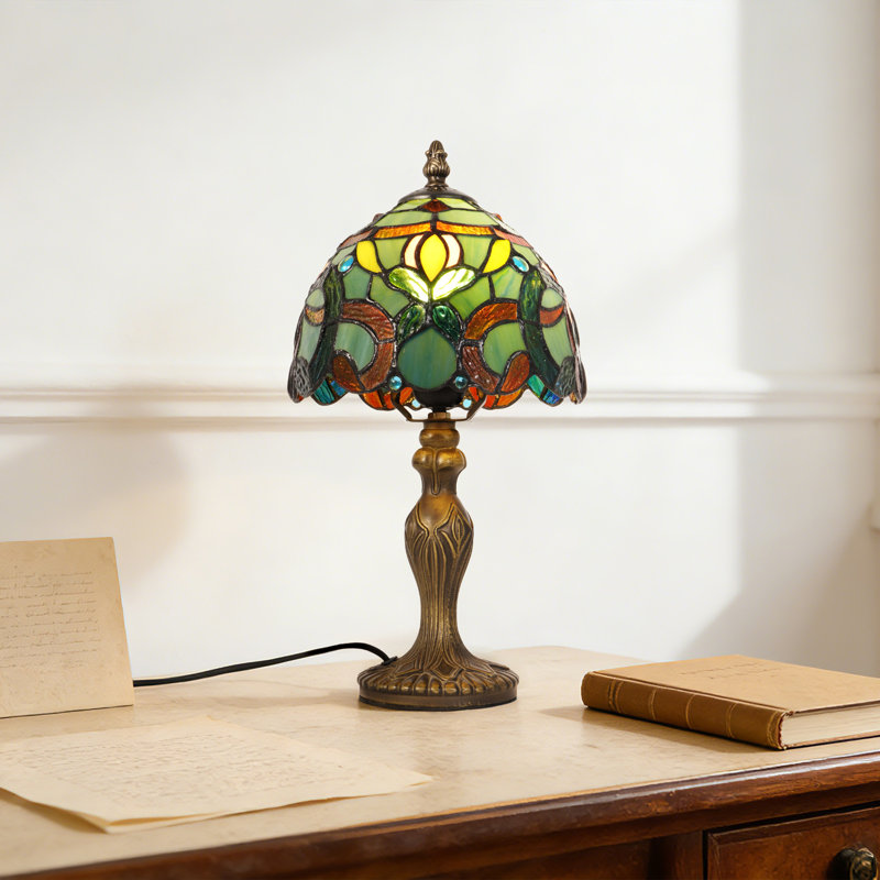 Tiffany Style Stained Glass Bead Table Lamp Vintage Bead Desk Lamp