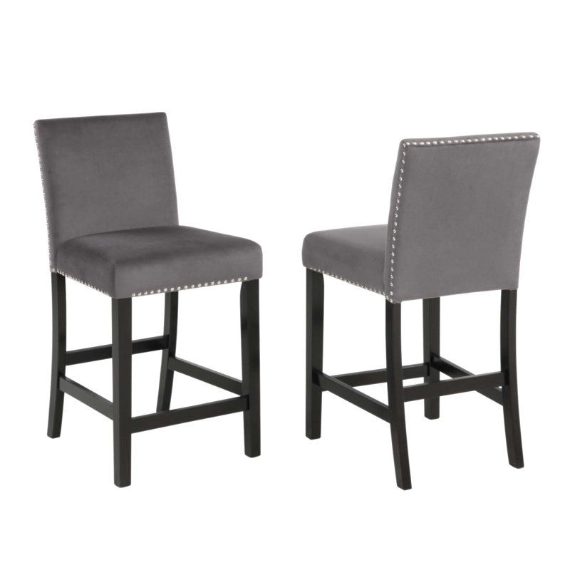 Ensemble de 2 tabourets de comptoir en velours Cobre