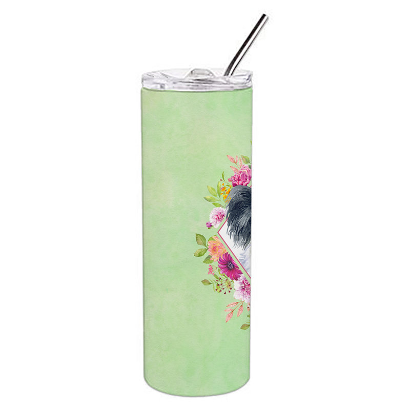E23BF9F8391D466E9CA4F8DFEBD9A7DB de verre 20 oz à double paroi en acier inoxydable chiot, Papillon, Vert