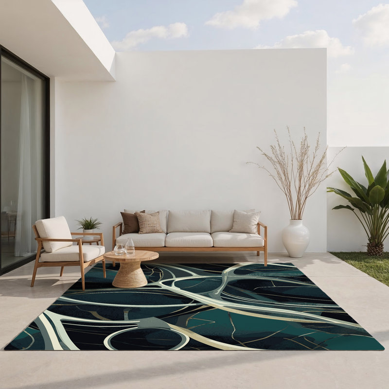 Tapis intérieur et extérieur Celestial Flux, Rectangle 1 pi 6 po x 2 pi 6 po
