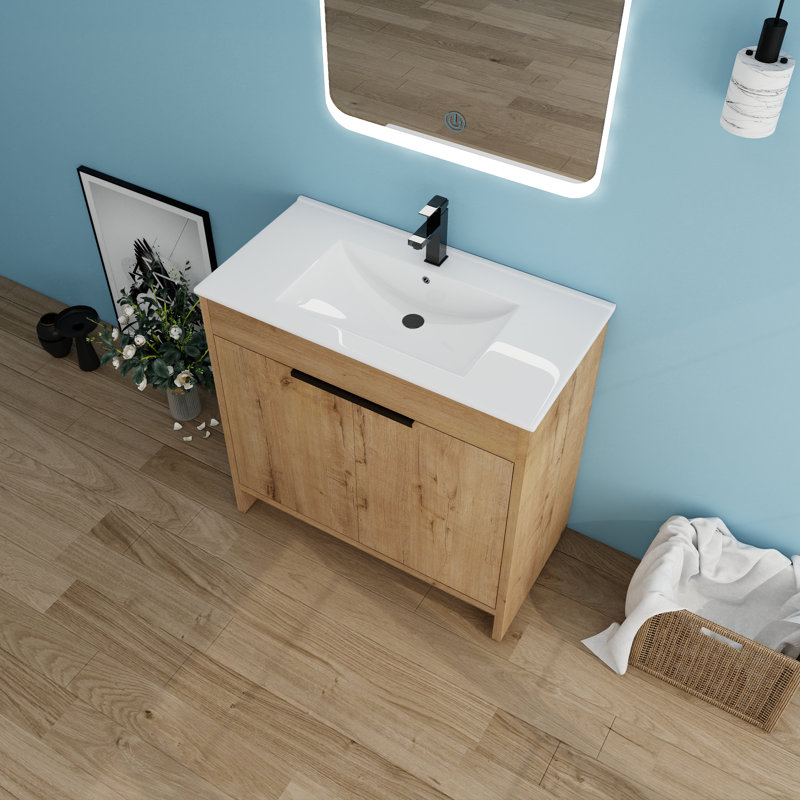 36'' Single Bathroom Vanity with Ceramic Top, 36'', White