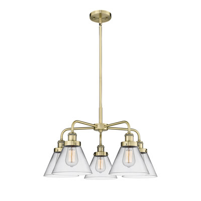 Cone 5 Light Stem Hung Chandelier